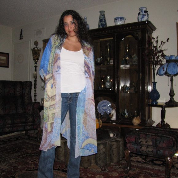 NWT Sheer Wrap, Tunisian Mosaic by Noora Elkoussy for Shop Vida SIZE-PETITE - Picture 5 of 8